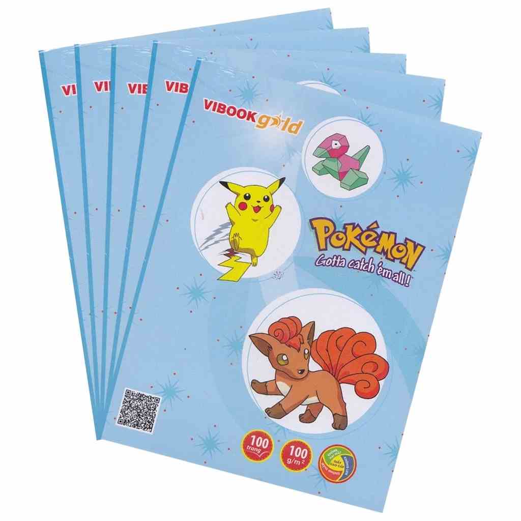 [Mã BMLTA35 giảm đến 35K đơn 99K] Vở - Lốc 5 Cuốn Tập Vibook - Gold Pokémon - 100 Trang