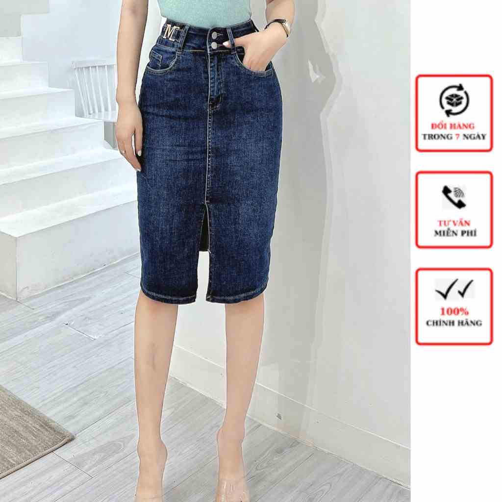 Chân váy jeans dài nữ CRAZYTEEN dáng ôm sang trọng V0011