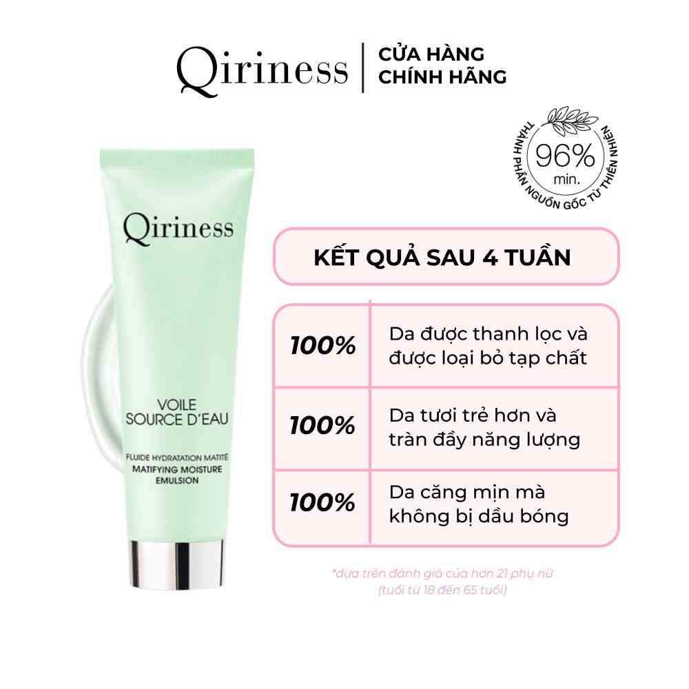 Kem dưỡng kiềm dầu cấp ẩm và thu nhỏ lỗ chân lông Qiriness Matifying Moisture Emulsion 50ml