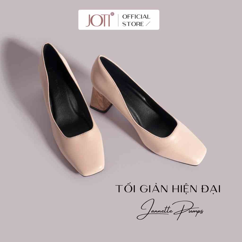 Giày Cao Gót Nữ JOTI Jannette 3302VN5 - Mũi Vuông Bít Gót Đế Trụ Cao 5cm Da Microfiber - Mang Công Sở Dự Tiệc