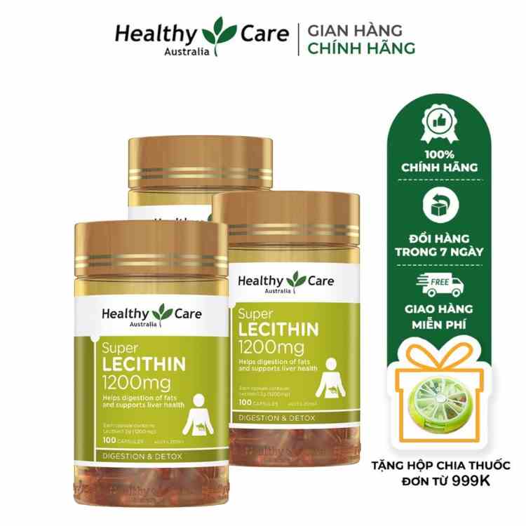 Combo 3 hộp Mầm đậu nành điều hòa nội tiết Healthy Care Super Lecithin (100 viên)