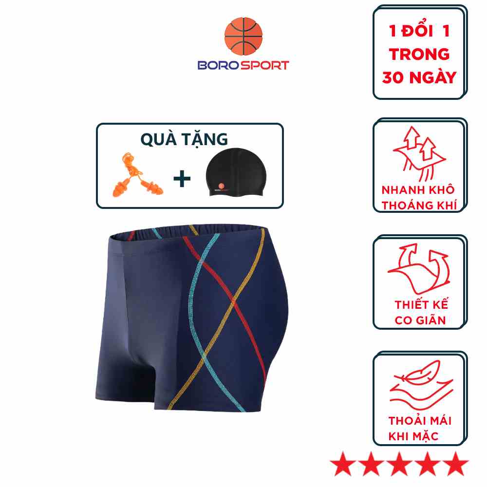 [Mã BMLTB200 giảm đến 100K đơn 499K] Quần bơi nam Cleacco sọc chất liệu polyester spandex - BORO SPORT