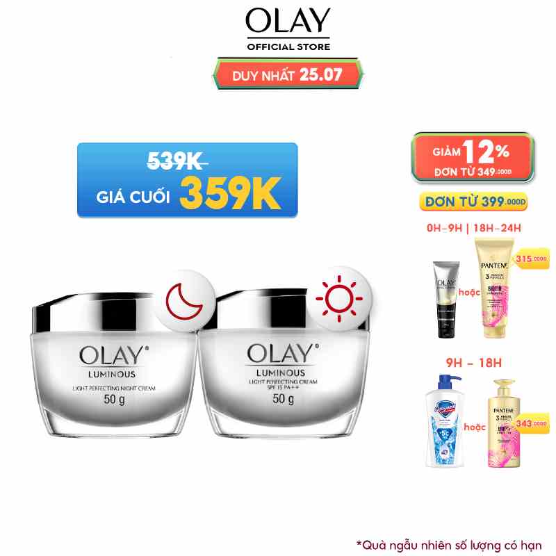 Combo 2 Kem Dưỡng Ngày & Đêm Dưỡng Sáng Da OLAY LUMINOUS 50G X2