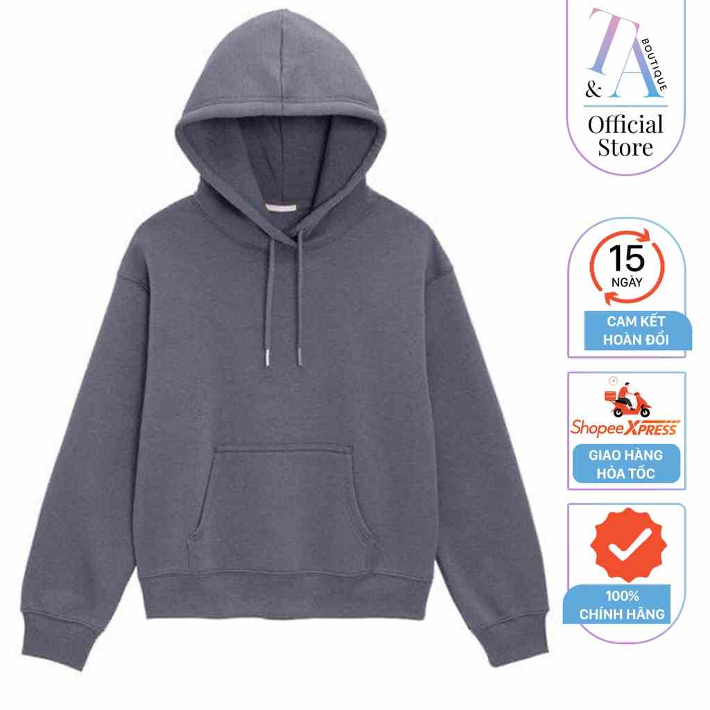 Áo hoodie nữ màu xám mềm mại, dày dặn, lót nỉ bên trong ấm áp ChiDu - TA030