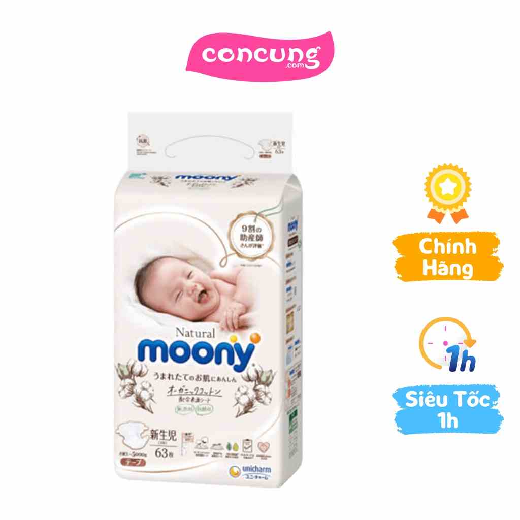 Tã dán Moony Natural size NB 63 miếng