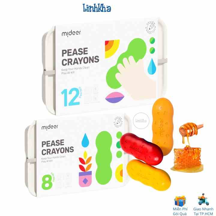 Bút Sáp Màu Hữu Cơ Dễ Tẩy Rửa - Hình Hạt Đậu Cho Bé Nhỏ Dễ Cầm Tô Màu  - Mideer Pease Crayons