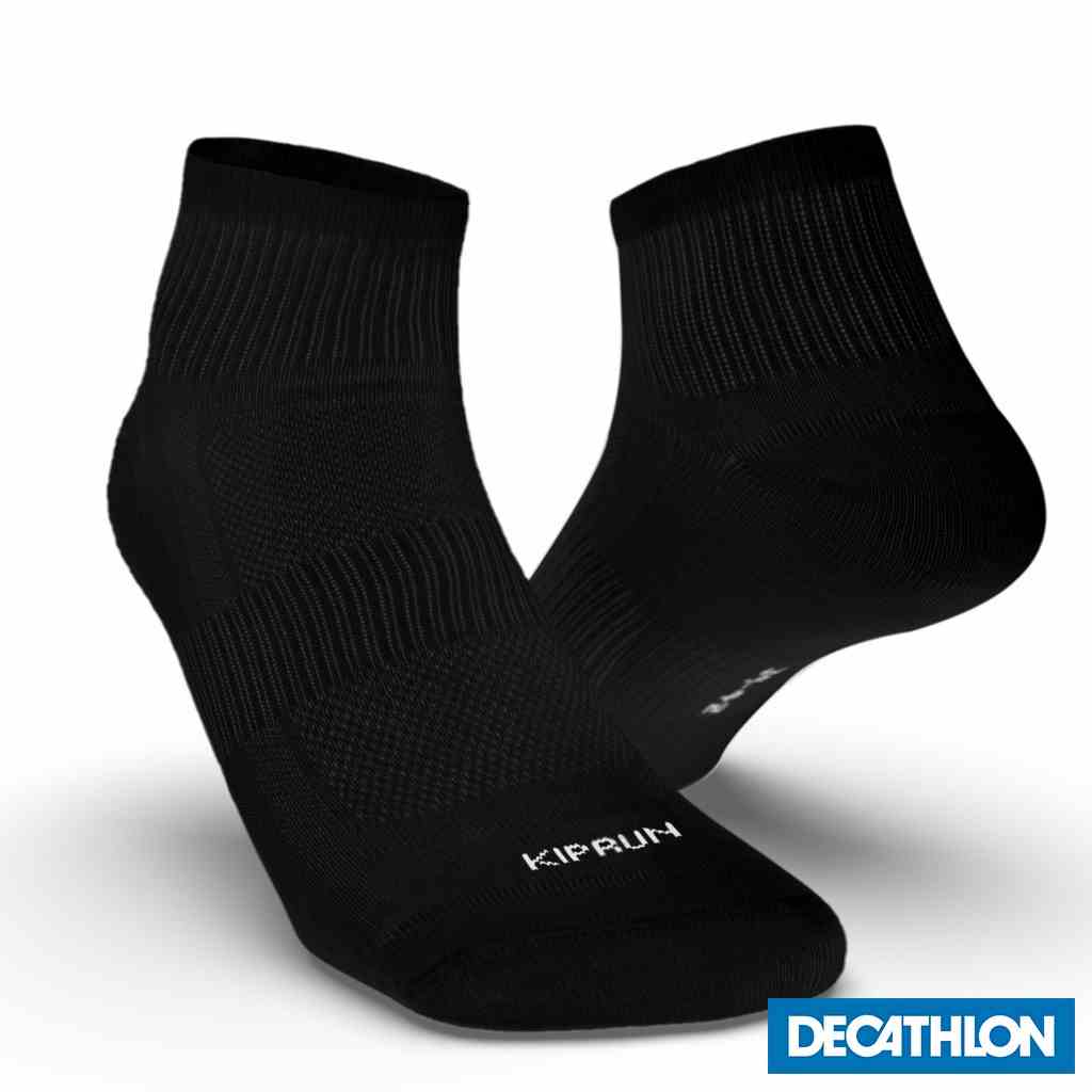 Tất vớ chạy bộ Run 100 cho người lớn Đen Gói 3 đôi DECATHLON KIPRUN mã 8296178