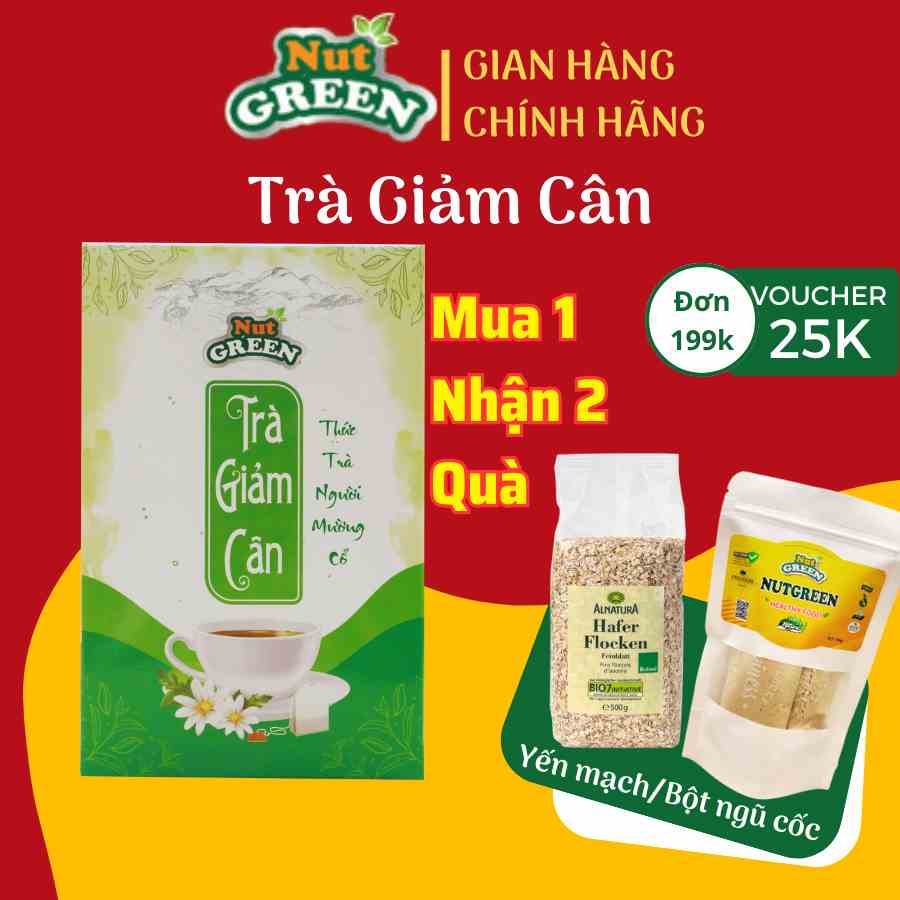 Trà Giảm Cân Tiêu Mỡ Toàn Thân Nutgreen, Thức trà Người Mường Cổ làm từ Gạo lứt, Đậu xanh,Bồ công anh,Lá sen,Giảo cổ lam