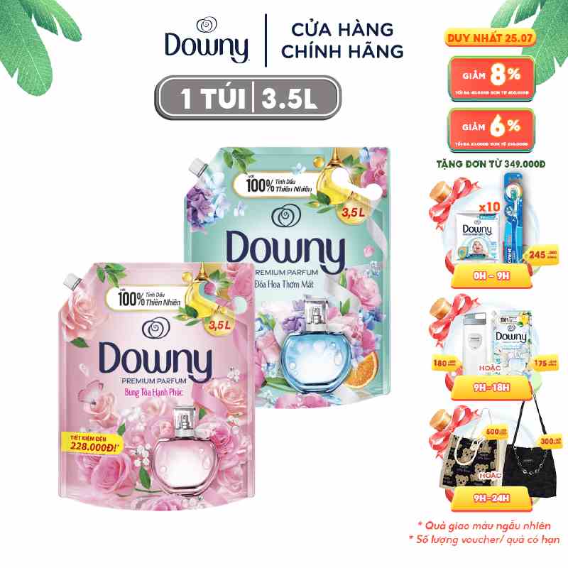 Nước Xả Vải Downy Tinh Dầu Thiên Nhiên Cao Cấp Túi 3.5L