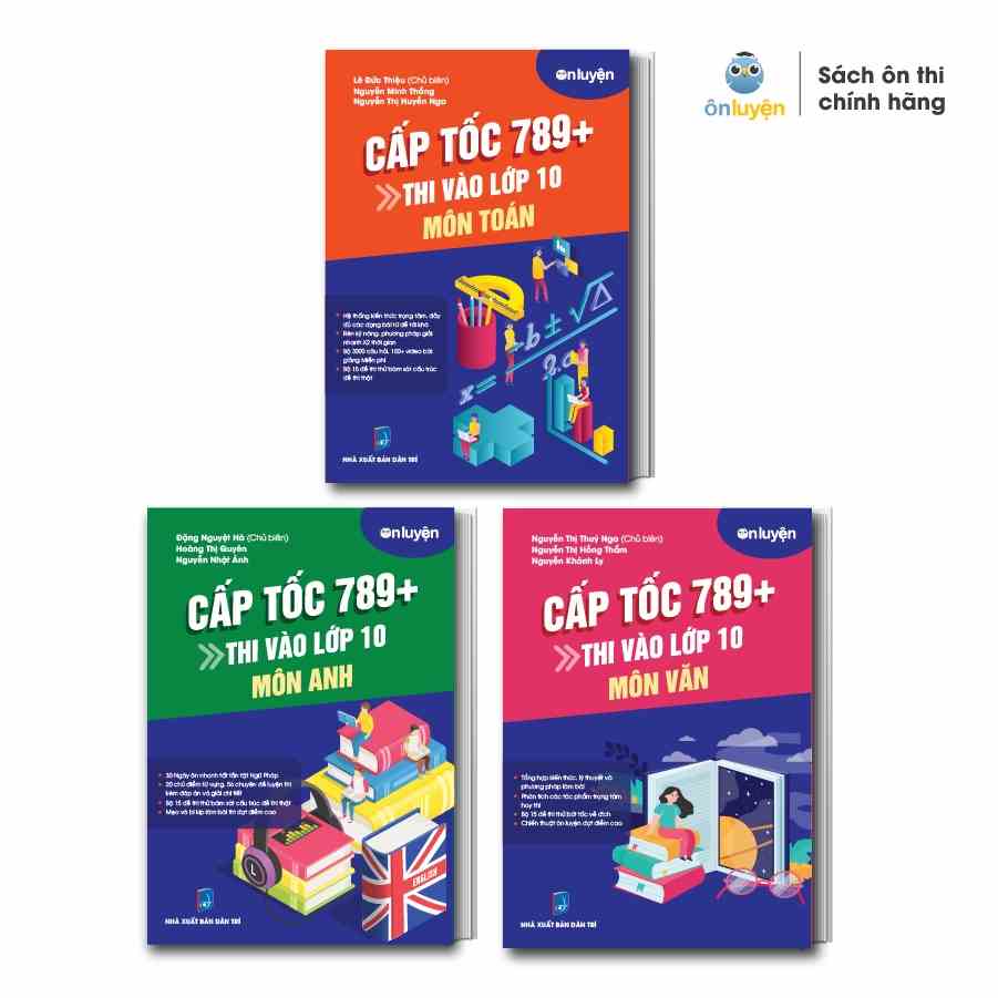 Sách Lớp 9 - Combo 3 cuốn Cấp tốc 789+ thi vào 10 môn Toán, Văn, Anh