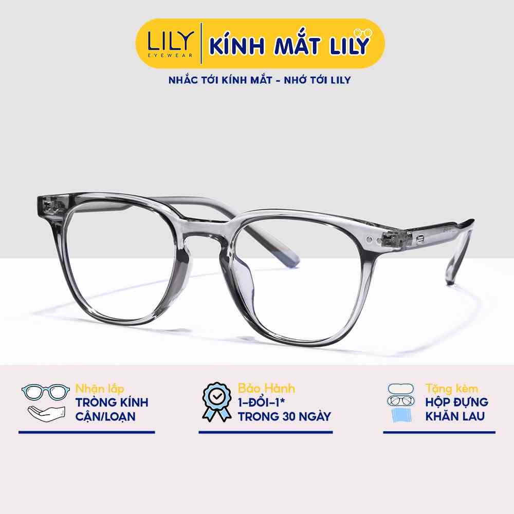 Kính cận nam Lily Eyewear chất liệu nhựa cứng cáp mắt vuông giả cận thời trang LUTTO 636