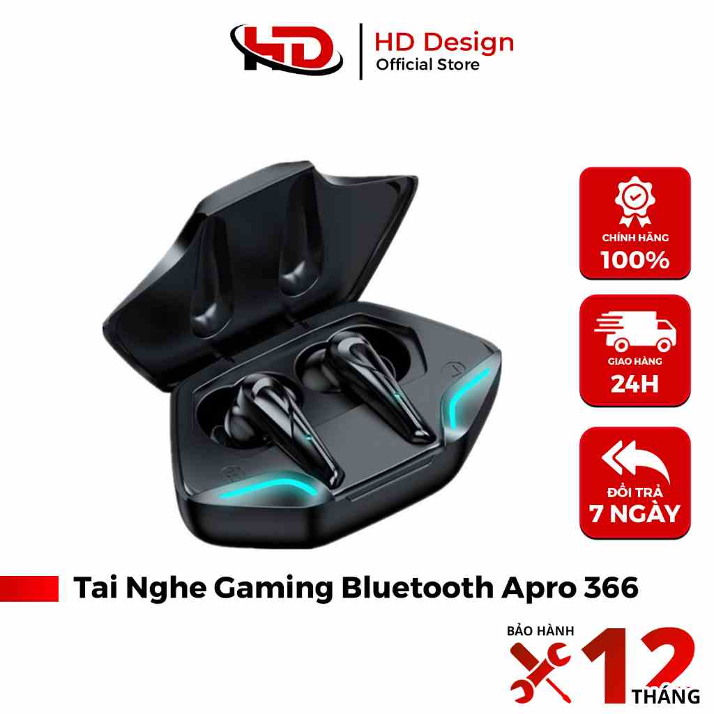 Tai Nghe Bluetooth Gaming Apro 366 5.0 Có Mic - Đỗ Trễ Cực Thấp - Chính Hãng HD DESIGN