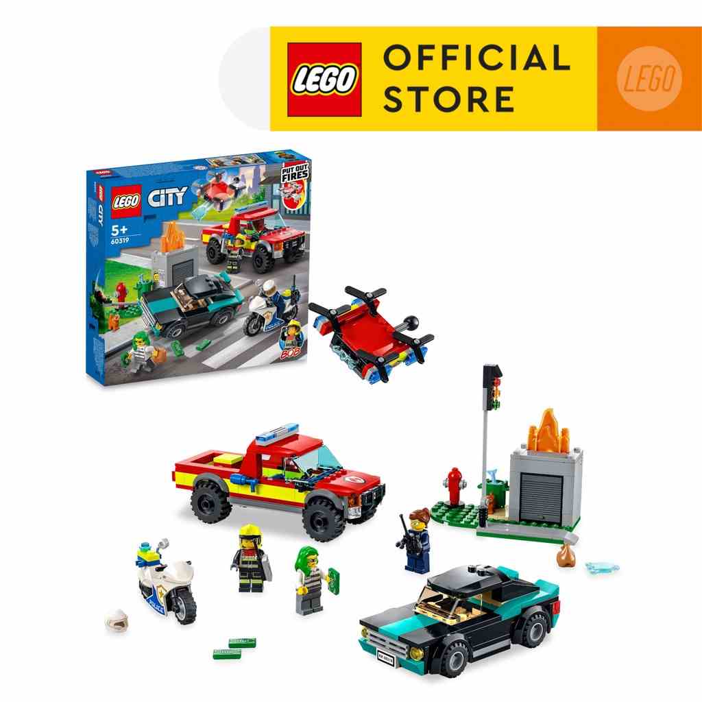 [Mã LIFEMC06CBAU giảm 50k đơn 350k] LEGO City 60319 Xe cứu hỏa & cảnh sát truy bắt tội phạm (295 chi tiết)