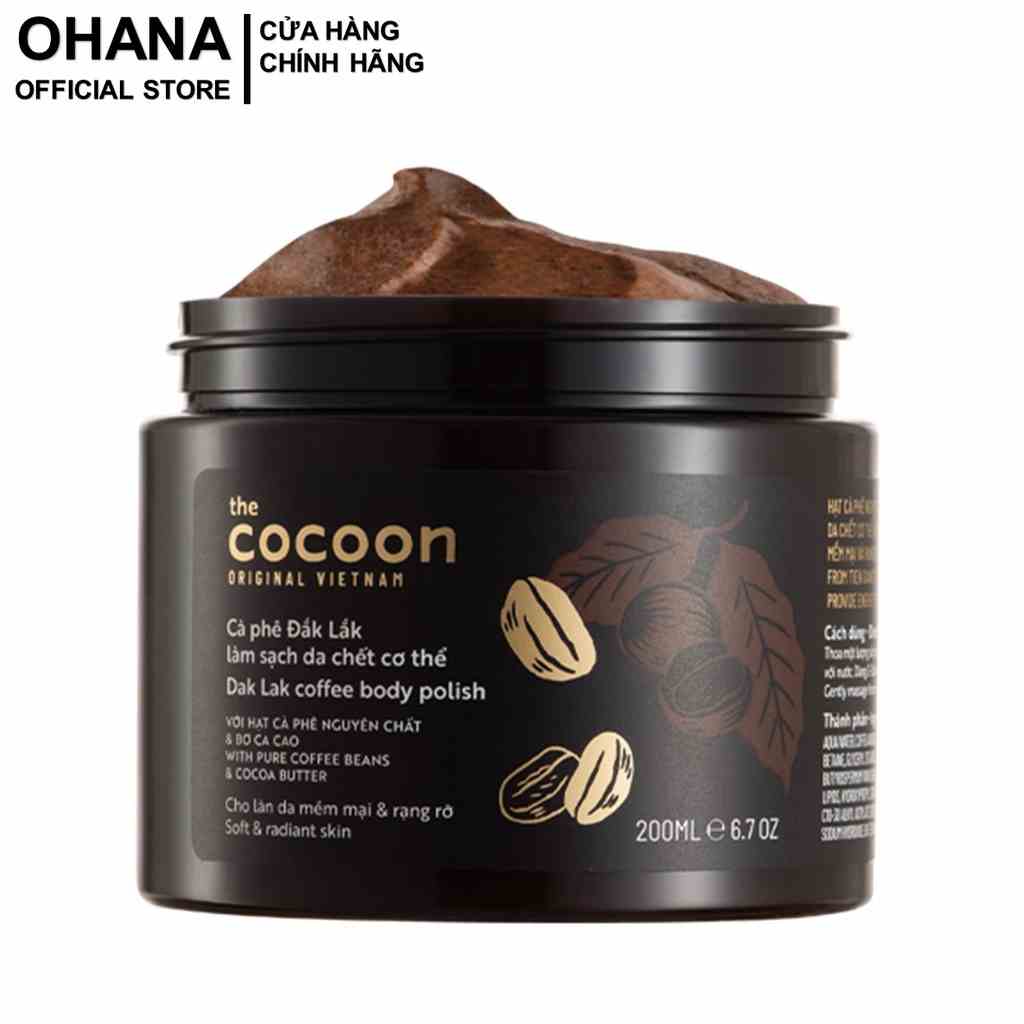 Tẩy Tế Bào Chết Cơ Thể COCOON Cà Phê ĐakLak Giúp Da Mềm Mại Và Rạng Rỡ COCOON Coffee Body Polish 200ml