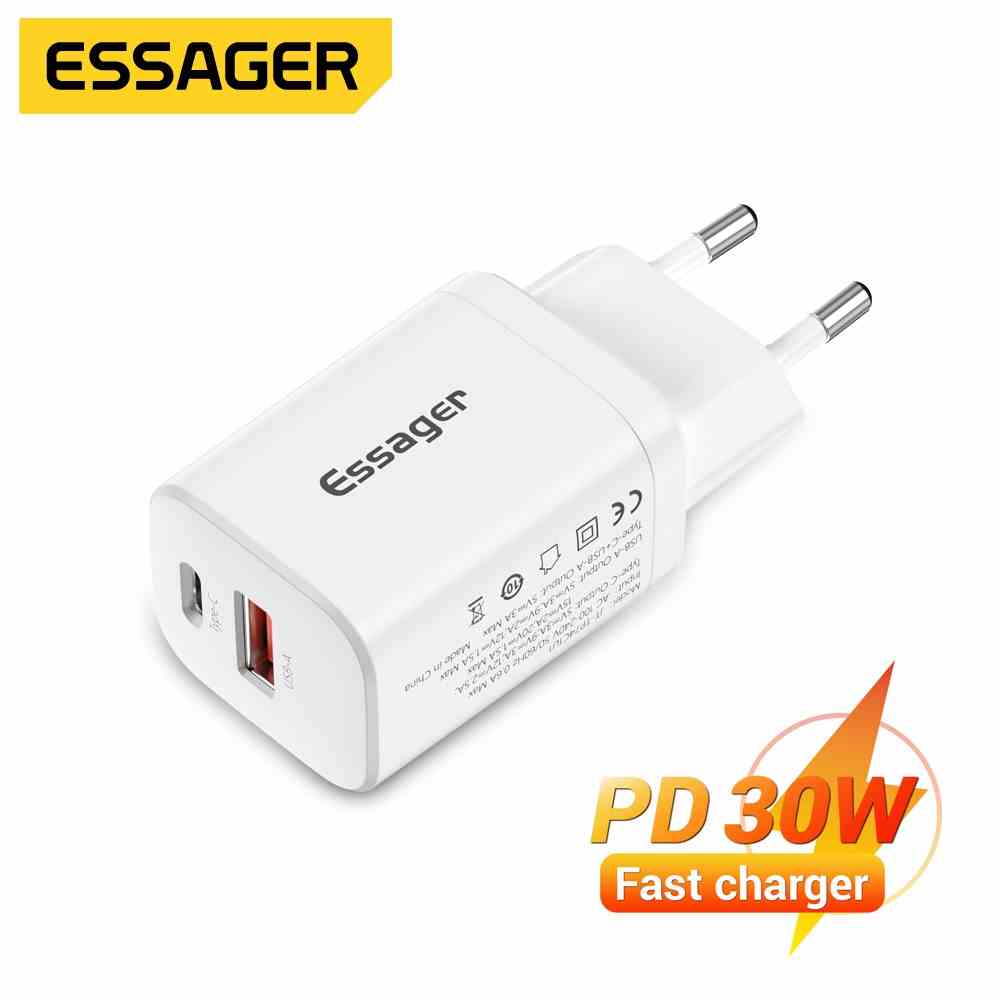 Bộ sạc nhanh Essager 30W QC PD 3.0 USB type c thích hợp cho iP 13 12 iP Xiaomi