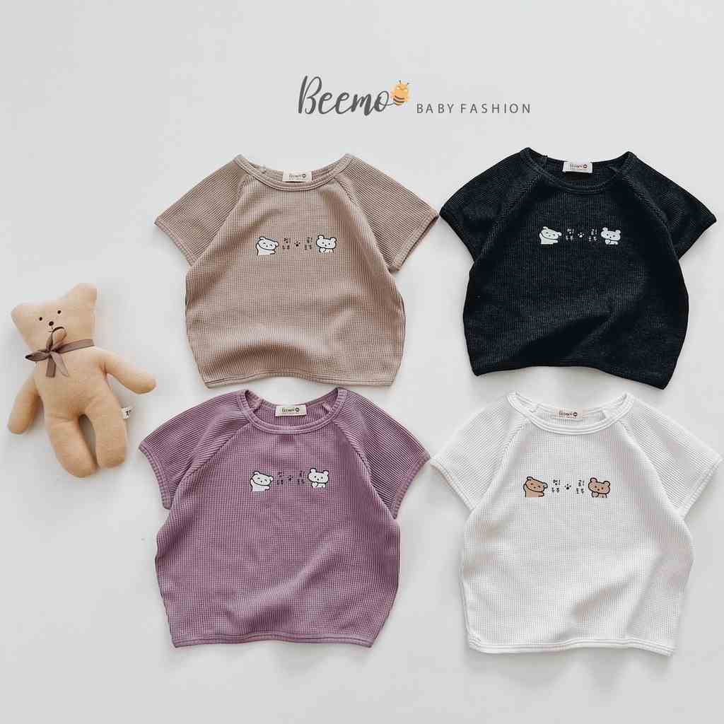 Áo phông cho bé trai gái Beemo, Chất liệu cotton Hàn, may tổ ong thoáng mát, form dáng unisex 4 màu cực xinh B112