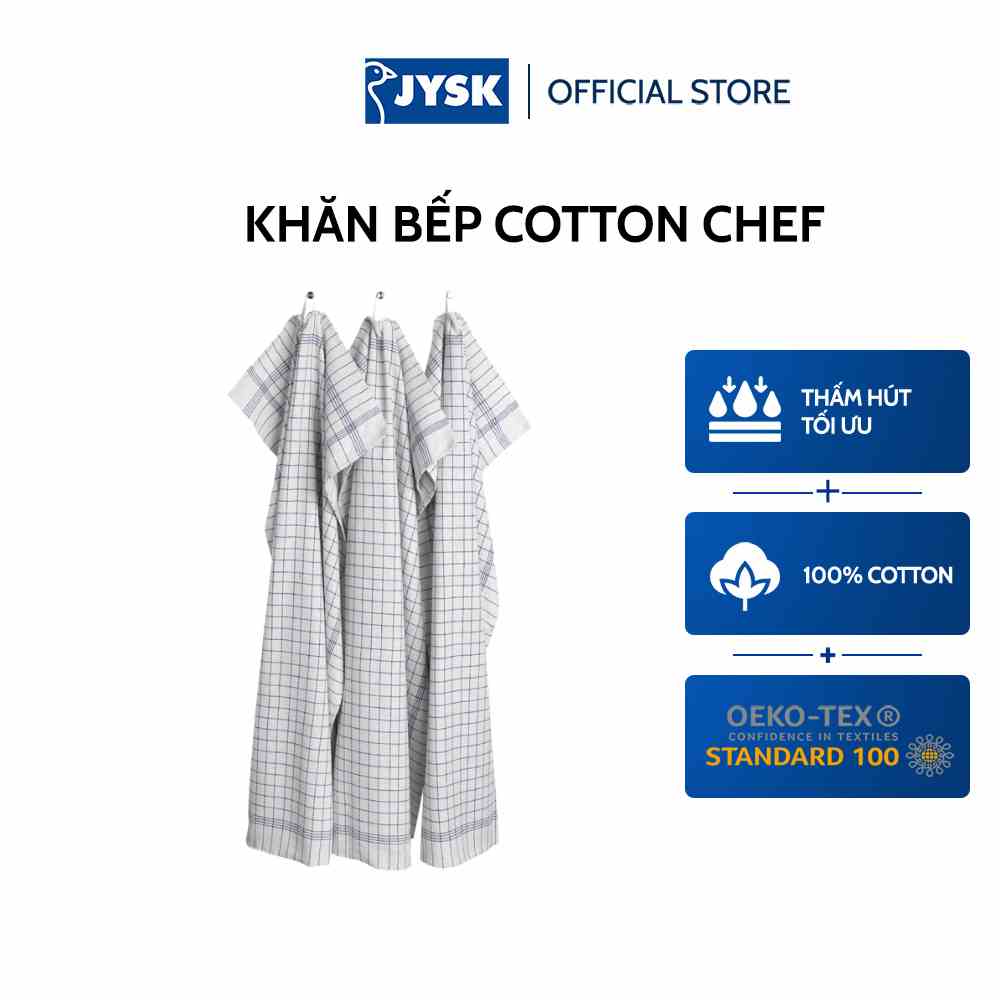 Khăn bếp | JYSK Chef | bộ 3 chiếc | cotton | xanh | R50xD100cm