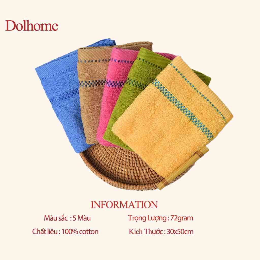 Khăn mặt Dolhome cotton 5 màu thấm hút mềm mại kích thước 30x50cm -20085