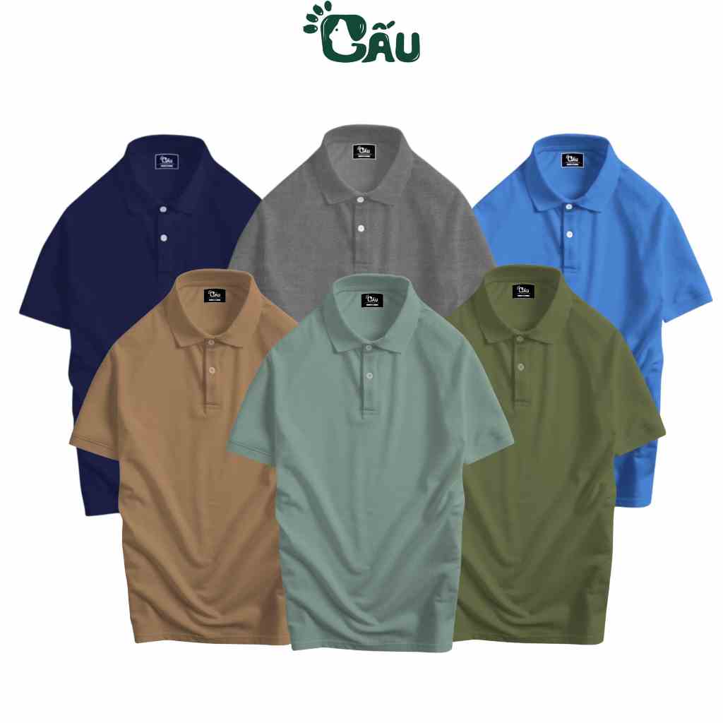 Áo thun Polo GẤU 194 Trơn Unisex vải cá sấu Poly co dãn 4 chiều dày dặn form gerular fit - PL TRƠN 05