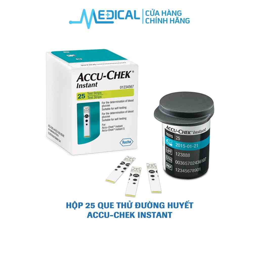 Que thử đường huyết Accu-Chek Instant hộp 25 que thử chính hãng - MEDICAL