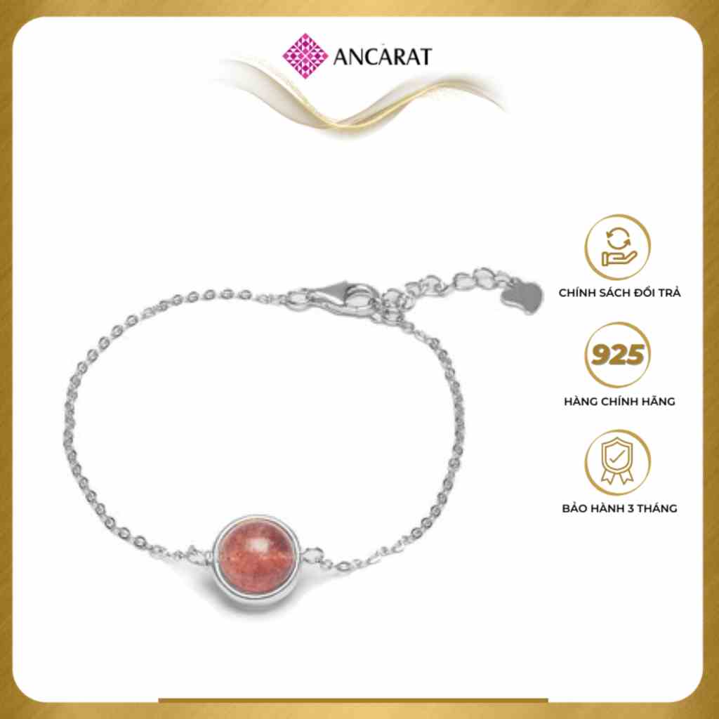 [Mã BMLTB35 giảm đến 35K đơn 99K] ANCARAT - Lắc tay bạc đá phong thủy Thạch anh dâu VD09