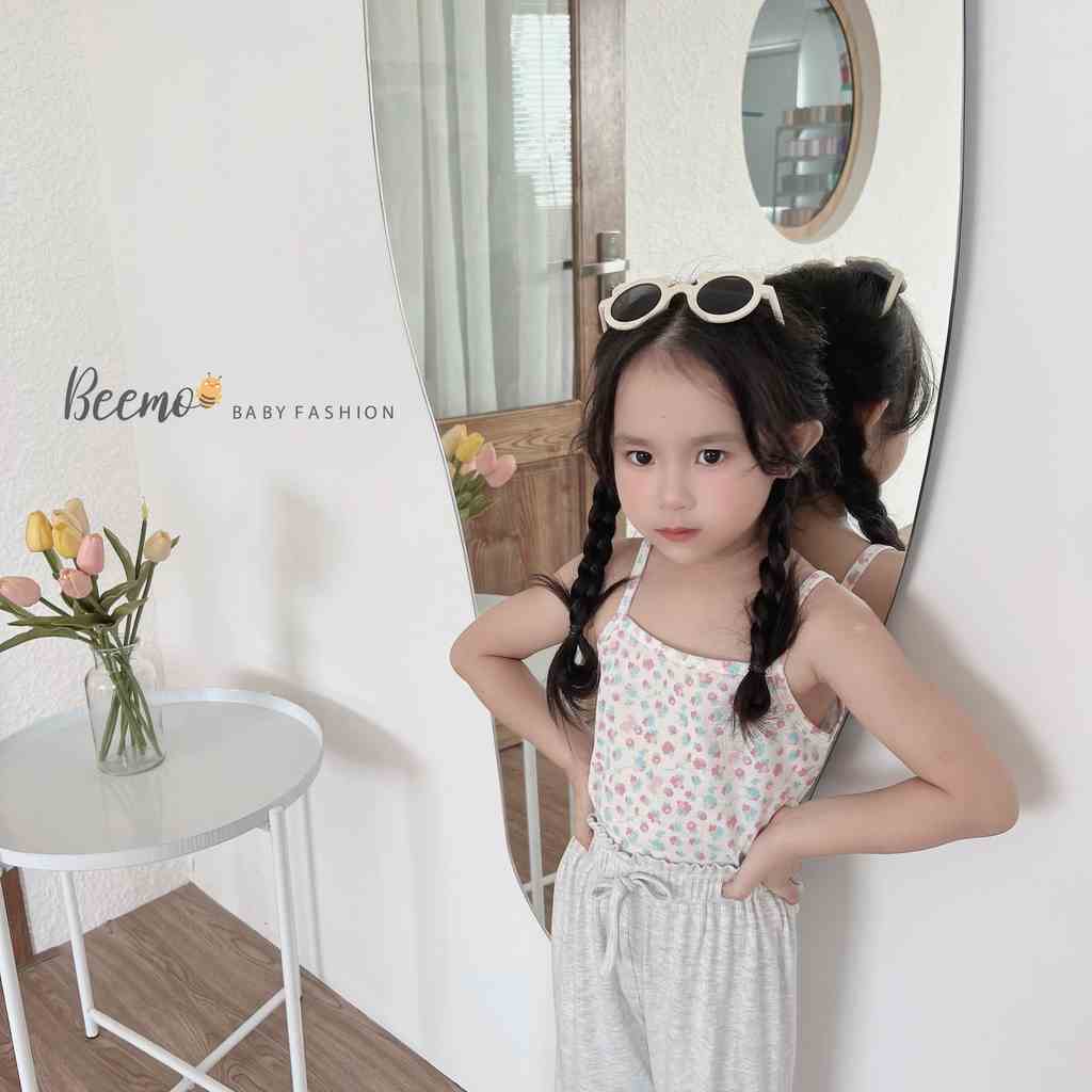 Áo 2 dây croptop Beemo cotton họa tiết hoa sao thấm hút mồ hôi  mặc hè 2 màu cho bé gái từ 1 đến 6 tuổi 22084A2HH