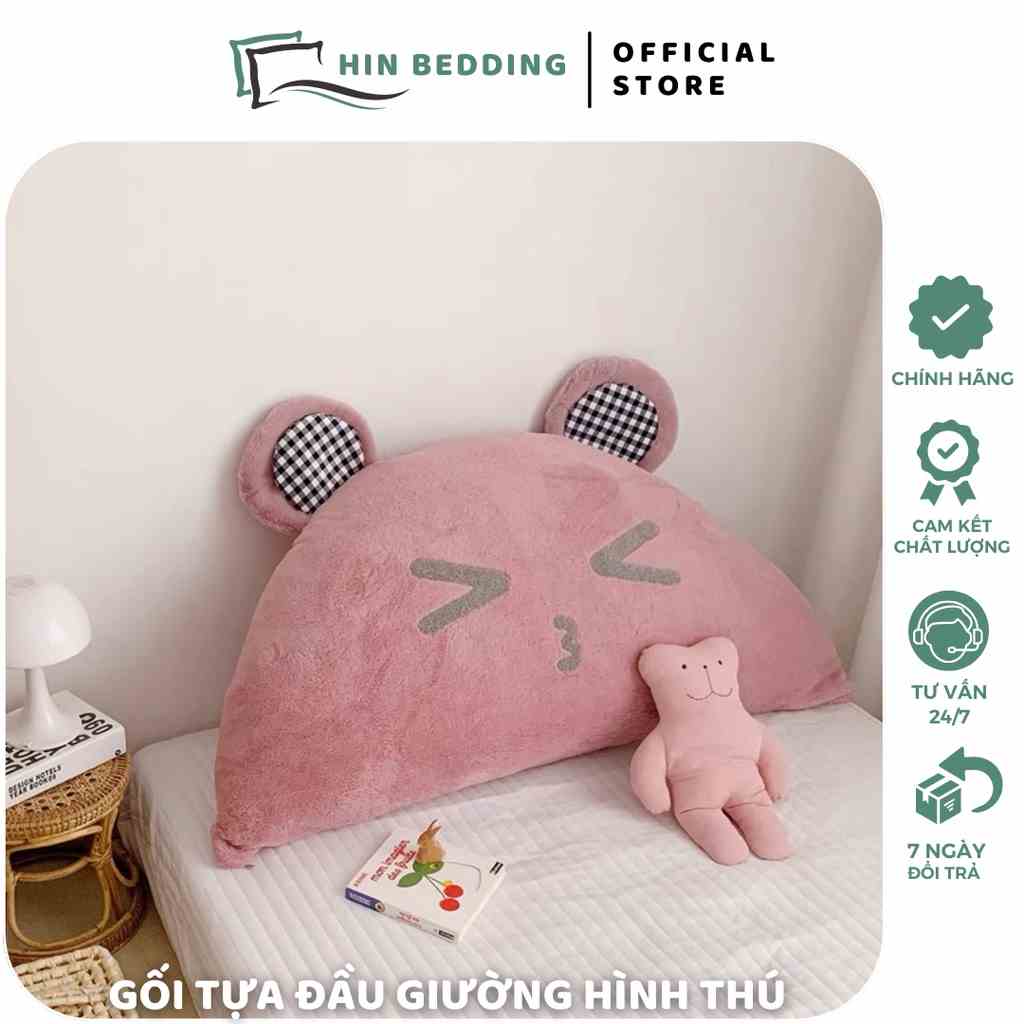 Gối Tựa Đầu Giường HIN BEDDING Hình Thú Chất Liệu Nỉ Nhung Cao Cấp Hàng Có Sẵn 1m5