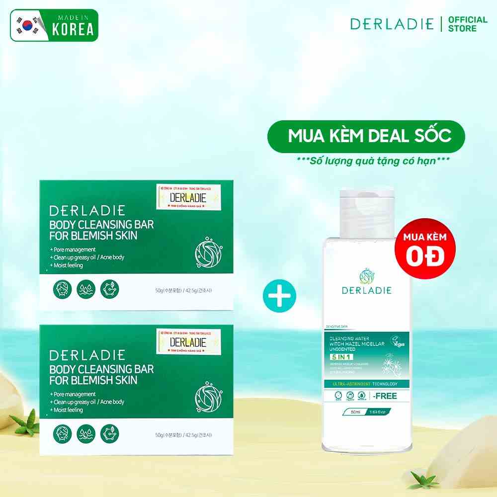 Combo 2 Xà Phòng Giảm Mụn Cơ Thể Derladie Body Cleansing Bar For Blemish Skin 50g