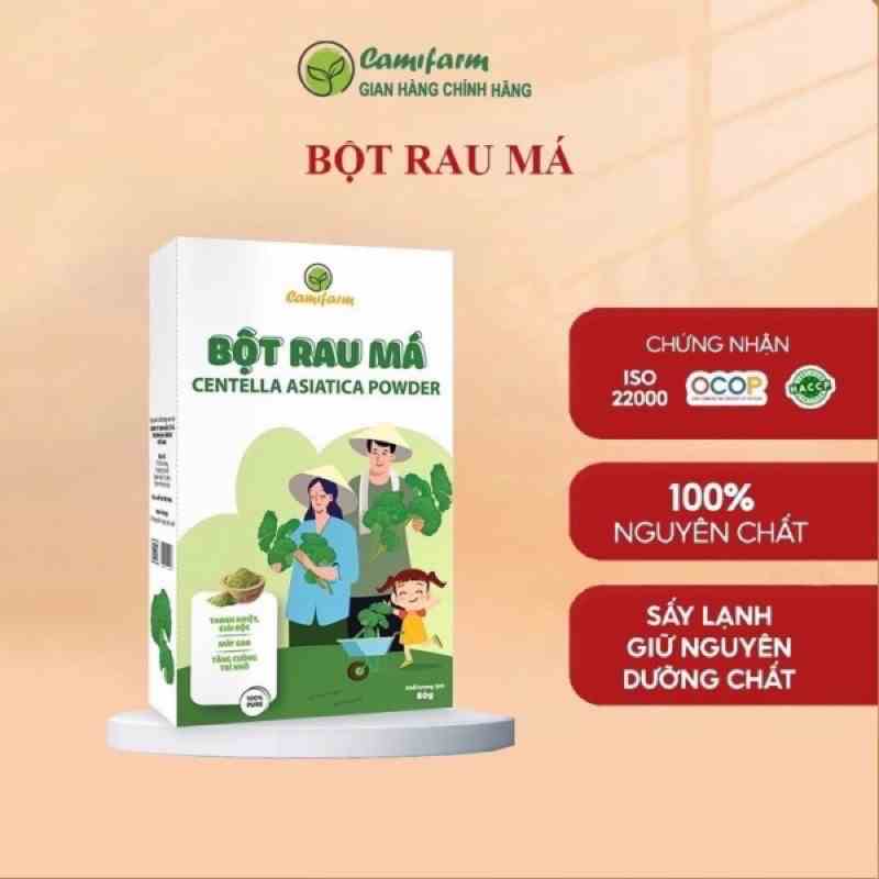 [Mã BMLTB35 giảm đến 35K đơn 99K] Bột Rau Má Nguyên Chất CAMIFARM Cải Thiện Sức Khỏe, Tăng Cường Trí Nhớ Túi 80G