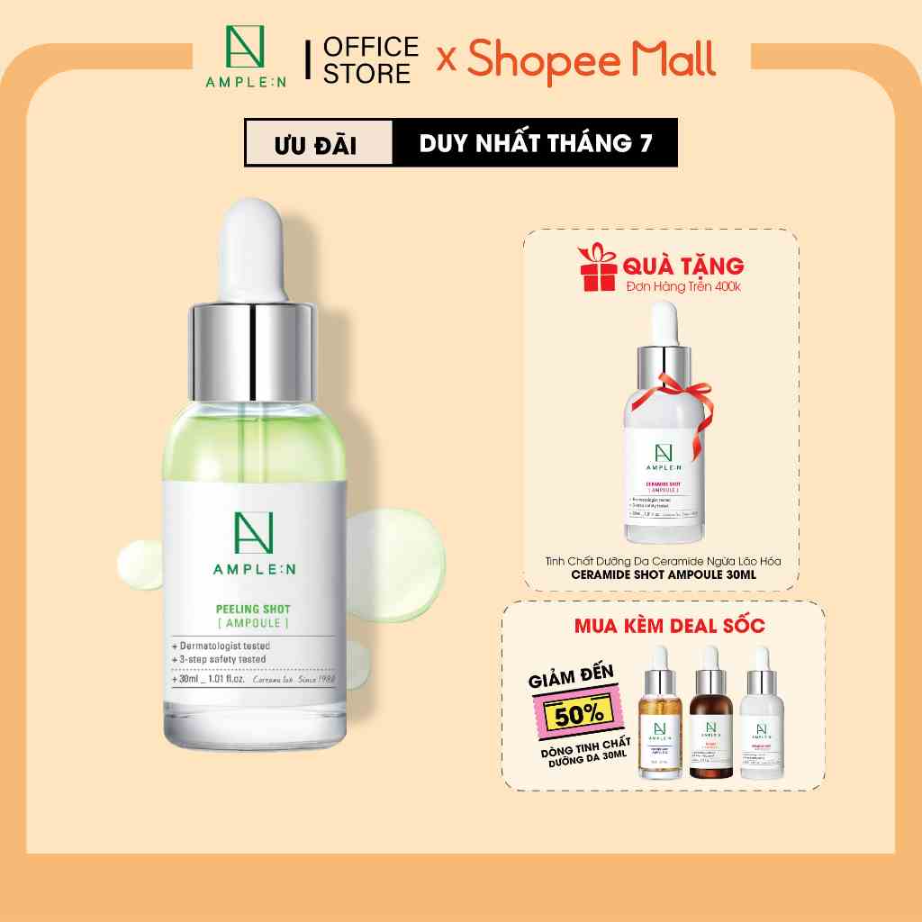 [Mã BMLTA35 giảm đến 35K đơn 99K] Tẩy Da Chết Hóa Học Dịu Nhẹ AMPLE:N Peeling Shot Ampoule 30ml