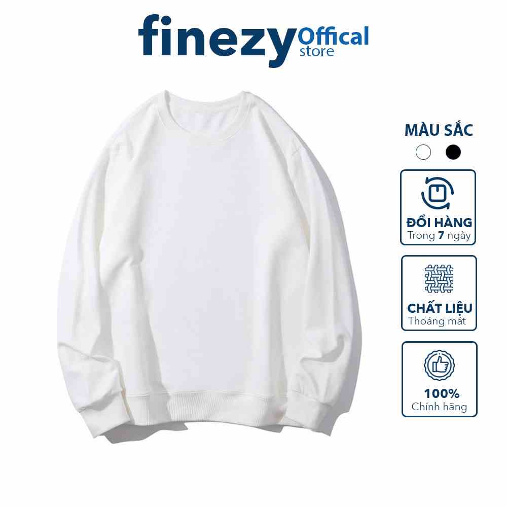 [Mã BMLTB200 giảm đến 100K đơn 499K] Áo sweater unisex Finezy 2 màu đen trắng form rộng, nỉ da cá ấm áp