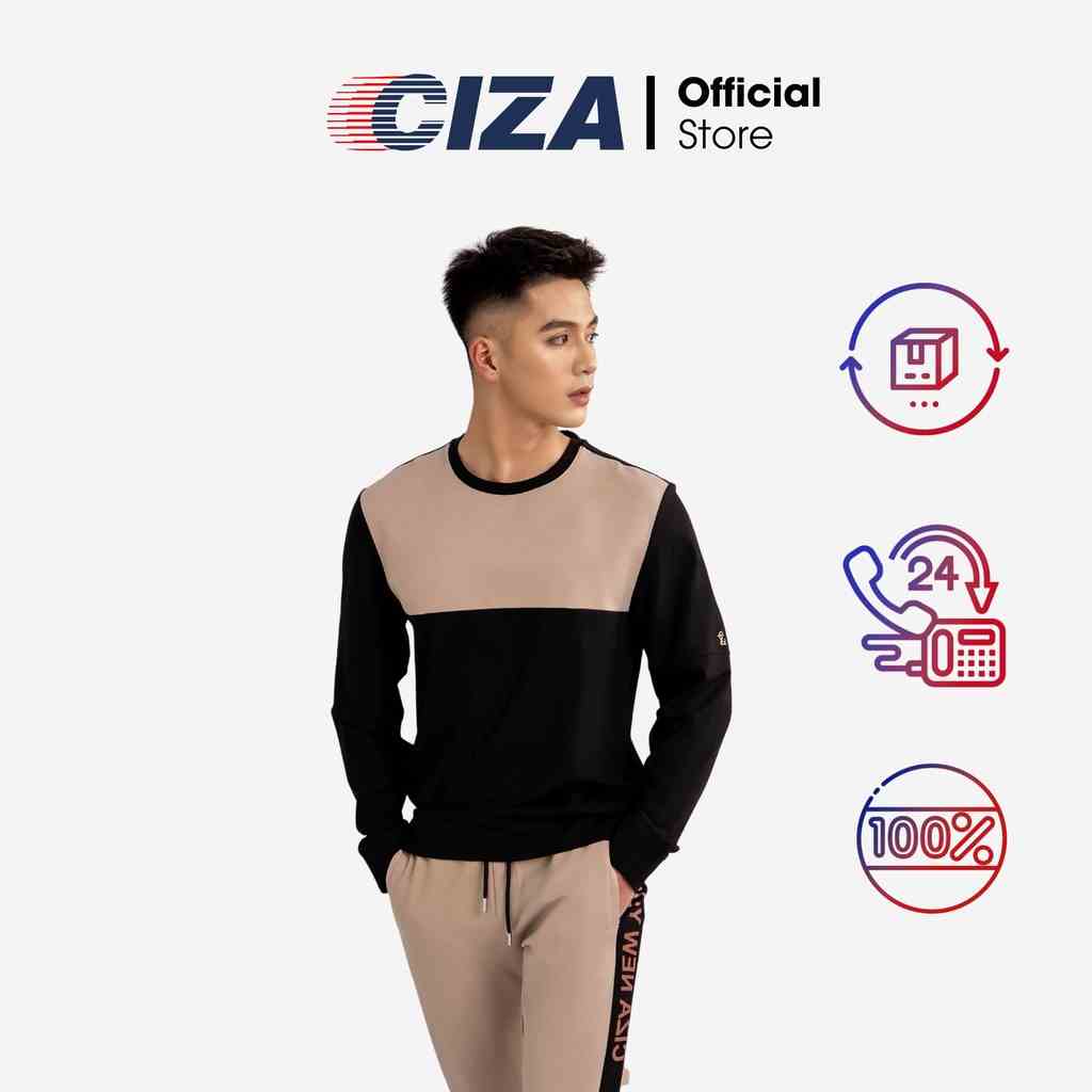 Áo nỉ dài tay nam CIZA chất liệu nỉ bông cao cấp form rộng basic trẻ trung size S M L XL H7015