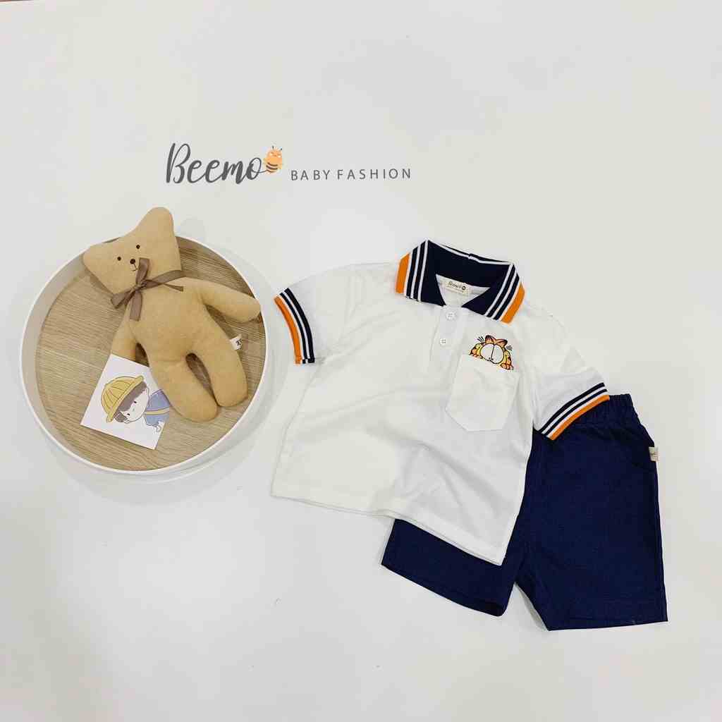 Set bộ Polo Garfield cho bé trai Beemo, Chất liệu cotton mềm mại, quần denim cực phong cách B109