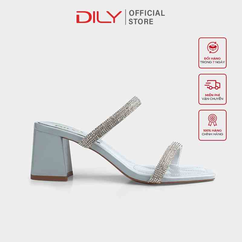 Dép guốc nữ cao gót đính hạt lấp lánh DILY cao 5cm_ AA0262