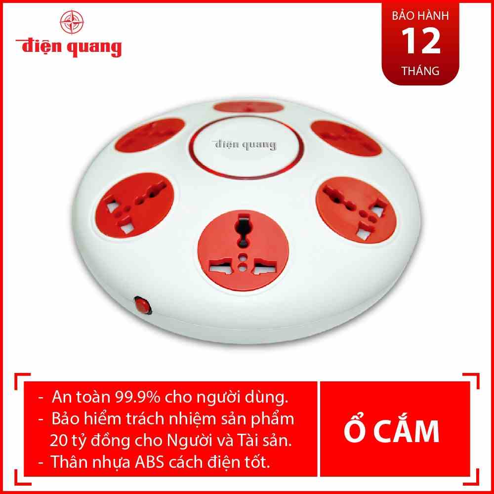 Ổ cắm Điện Quang ĐQ ESK 106 (Kiểu UFO 6 lỗ 3 chấu)