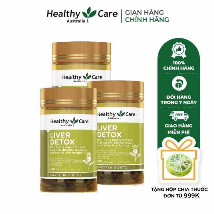 Combo 3 hộp Viên uống thải độc gan Healthy Care Liver Detox 100 viên