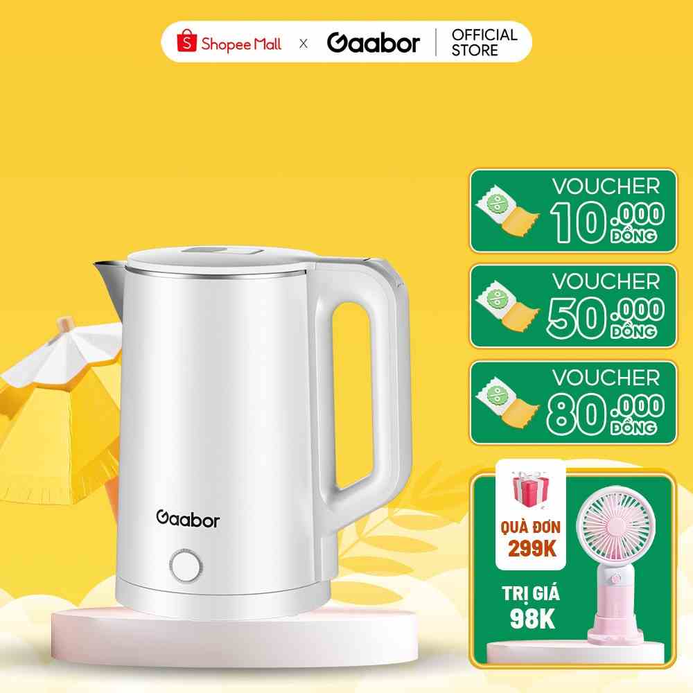 Bình đun siêu tốc GAABOR GK-S18P dung tích lớn 1.8L - 1350W - Thép không gỉ - Hàng chính hãng