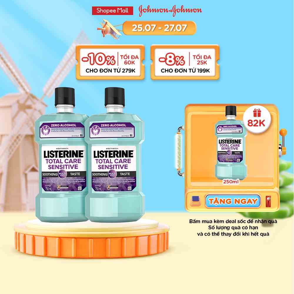 Bộ 2 Nước súc miệng cho răng nhạy cảm Listerine Total Care Sensitive 250mlx2