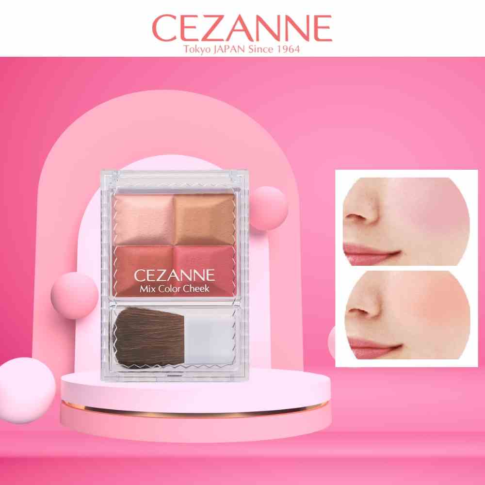 [Mã BMLTB200 giảm đến 100K đơn 499K] Phấn má hồng Cezanne Mix Color Cheek Nhật Bản mềm mịn chống thấm nước lâu trôi 8g