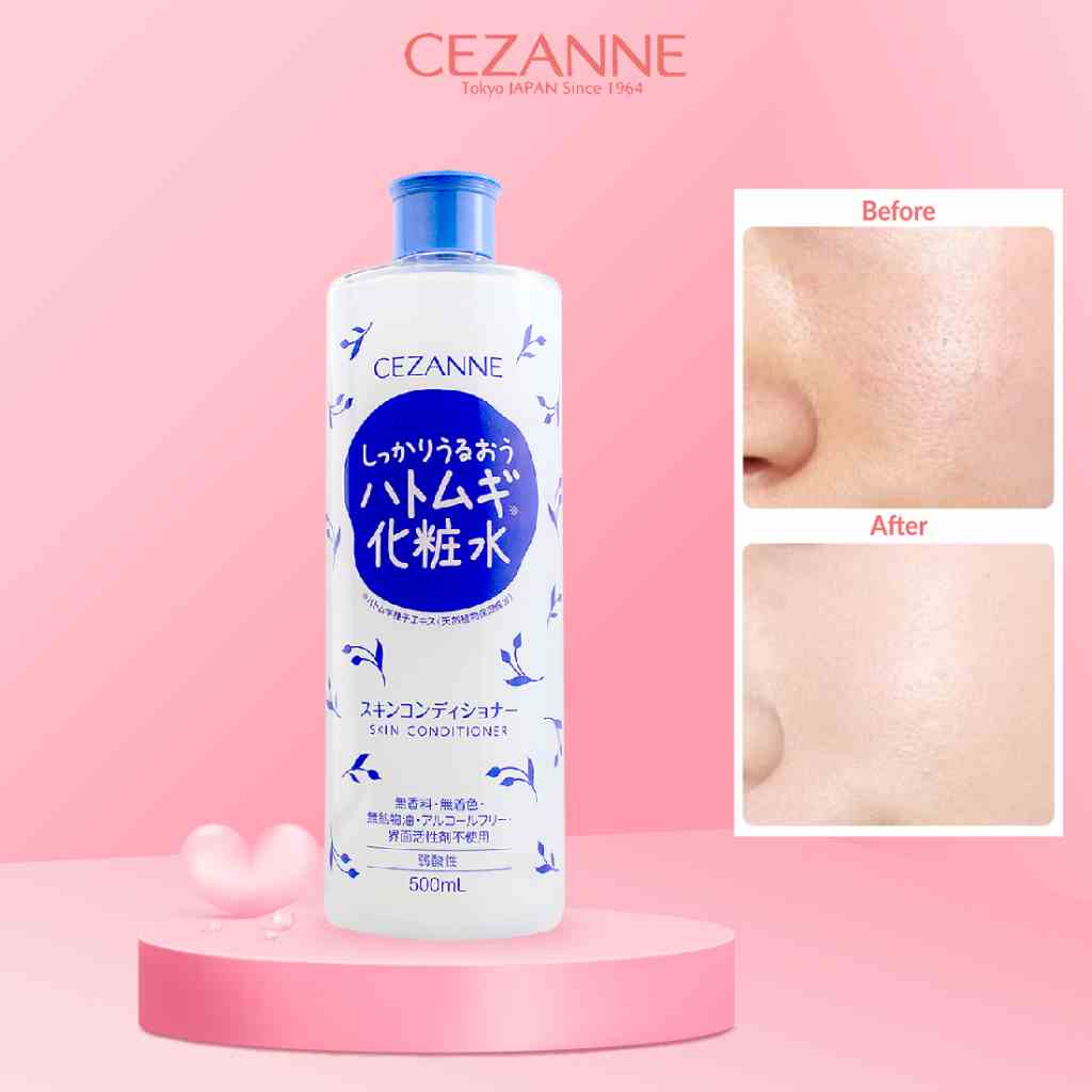 Nước hoa hồng dưỡng ẩm Cezanne Skin Conditioner Nhật Bản làm sạch, se khít lỗ chân lông 500ml