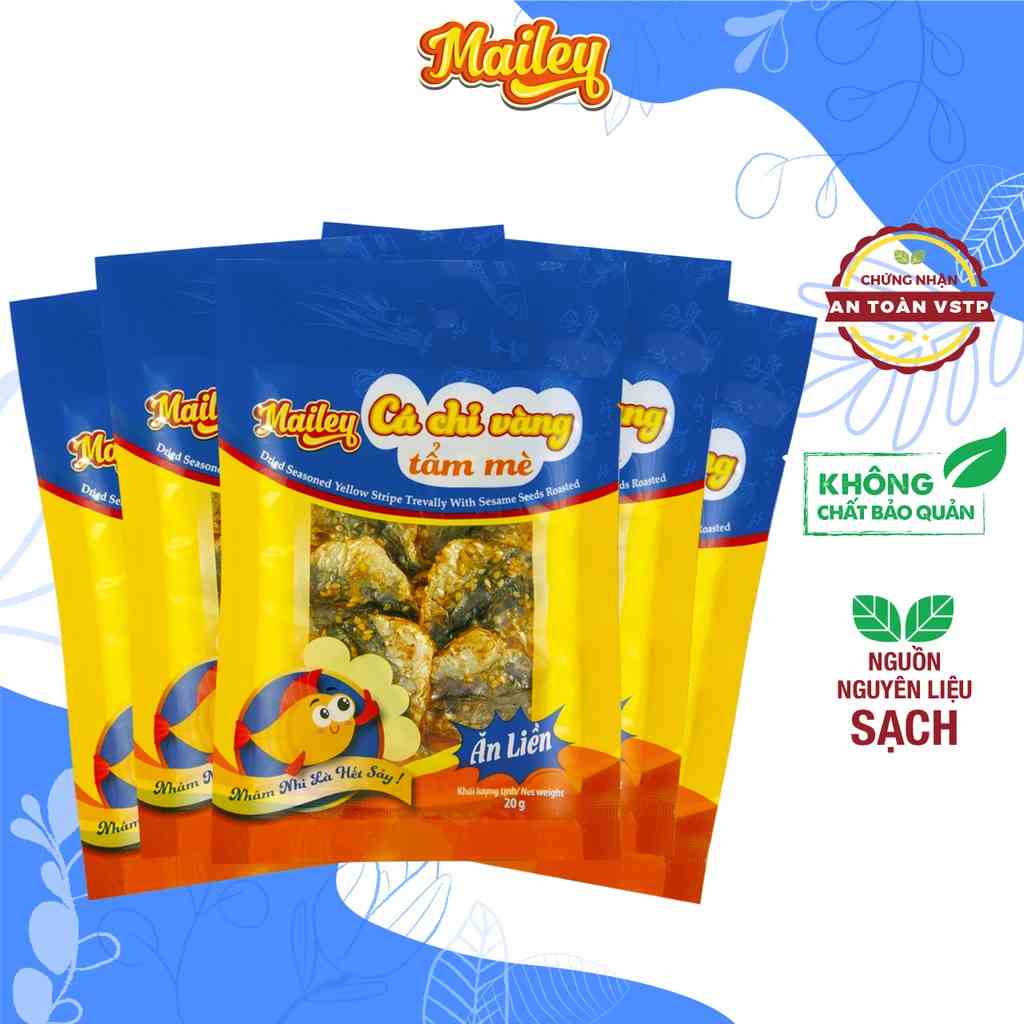 Cá chỉ vàng tẩm gia vị mè 140g Combo 5 gói siêu ngon ăn vặt Mailey