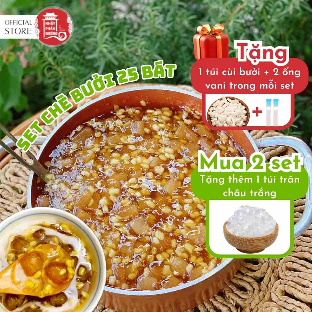 Set nguyên liệu nấu chè bưởi 25 chén siêu nhiều cùi bưởi (mua 2 set tặng 1 túi trân châu trắng) - Nhất Phẩm Đường