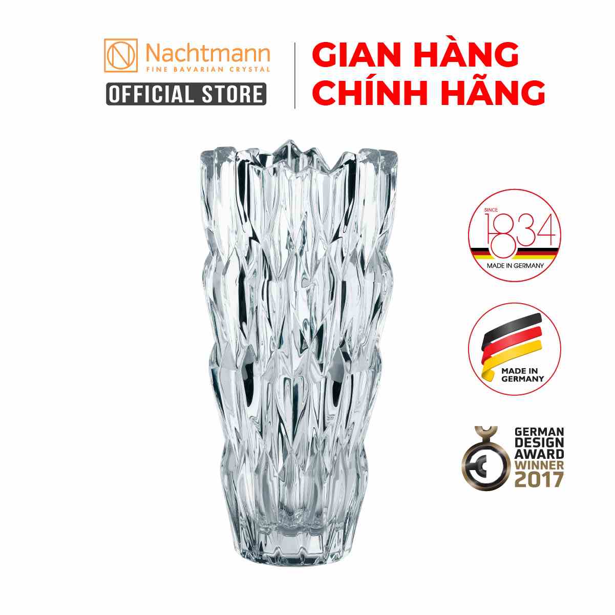 Bình hoa pha lê Nachtmann Quartz 26cm-Hàng chính hãng