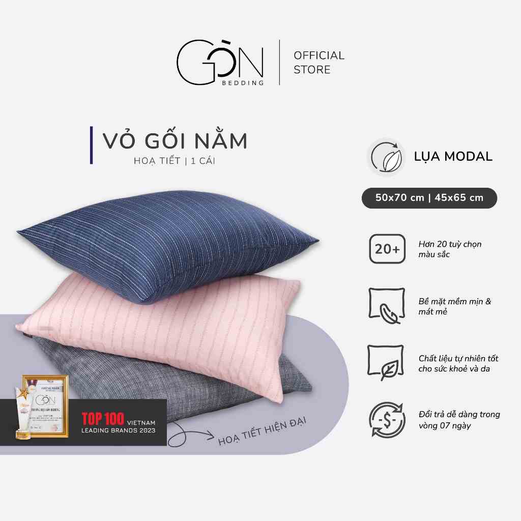 [Nhiều mẫu] 01 Vỏ Gối Nằm Gòn Bedding Lụa Modal Hàn Quốc 50x70 cm Họa Tiết Hiện Đại