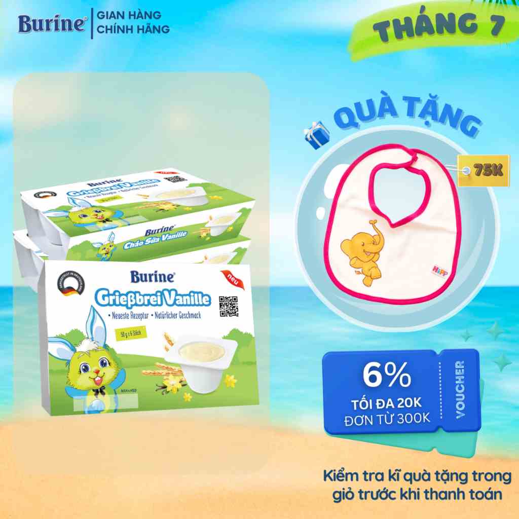 [Có Mix Vị] Combo 3 Vỉ  Cháo Sữa Ăn Dặm BURINE Vị Vani Giàu Đạm Thơm Ngon Bổ Sung Năng Lượng Và Vitamin