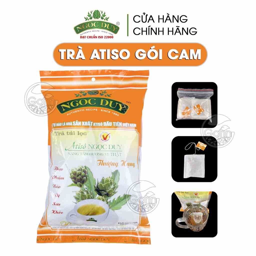 [Mã BMLTB35 giảm đến 35K đơn 99K] Trà atiso túi lọc thượng hạng Ngọc Duy Garin gói cam 100 túi lọc giải độc gan