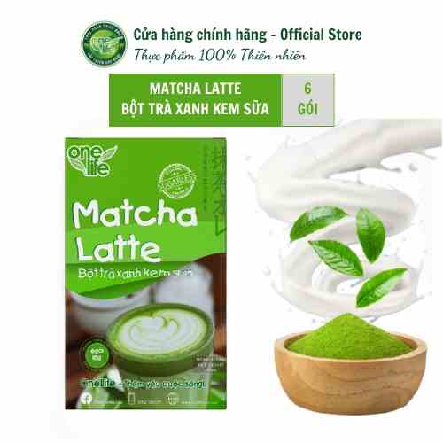 Hộp 6 gói (120gr) Bột Trà Xanh Kem Sữa Matcha Latte ONELIFE hòa tan uống liền, thơm ngon béo bùi