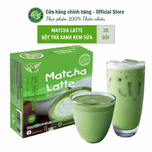 Hộp 28 gói Bột hòa tan uống liền Trà Sữa Matcha Latte ONELIFE thơm ngon, béo bùi