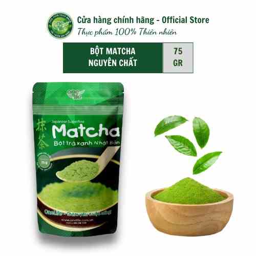 Túi 75gr Bột Matcha Trà Xanh Nhật Bản ONELIFE nguyên chất, hòa tan uống liền, giảm cân, không đường