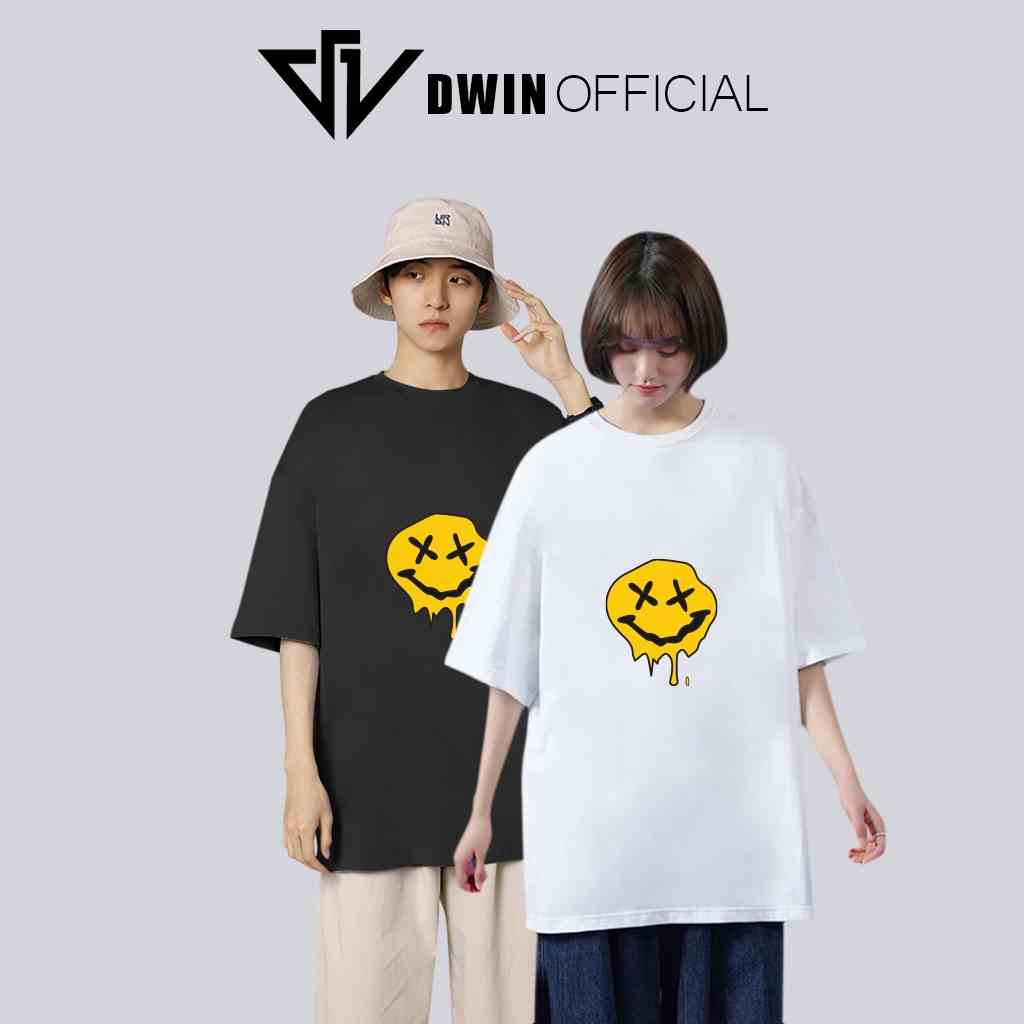 Áo thun unisex mặt cười thời trang Dwin basic tee phông trơn nam nữ tay lỡ oversize form rộng